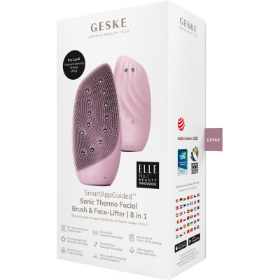 Очищувальна щітка для обличчя GESKE Sonic Thermo Facial Brush&Face-Lifter pink