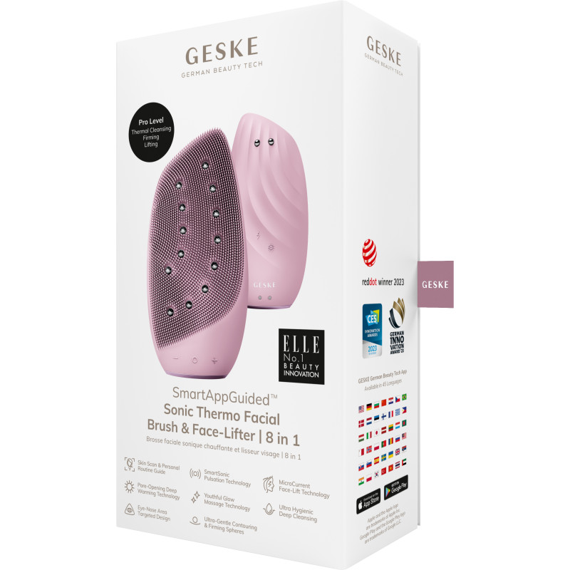 Очищувальна щітка для обличчя GESKE Sonic Thermo Facial Brush&Face-Lifter pink