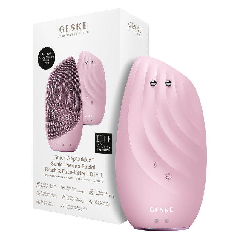 Очищувальна щітка для обличчя GESKE Sonic Thermo Facial Brush&Face-Lifter pink