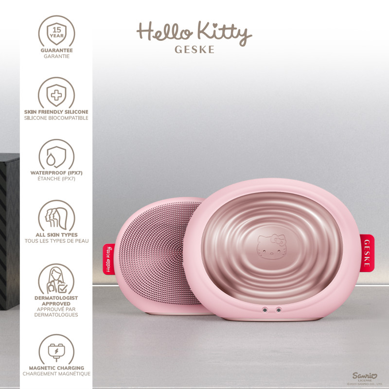 Електронна ультразвукова термощітка для обличчя GESKE Sonic Thermo Facial Brush by Hello Kitty pink