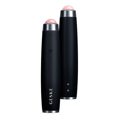 Ручка-масажер для обличчя з рожевим кварцом GESKE SmartAppGuided Sonic Rose Quartz LED Depuffing Pen 8in1 black