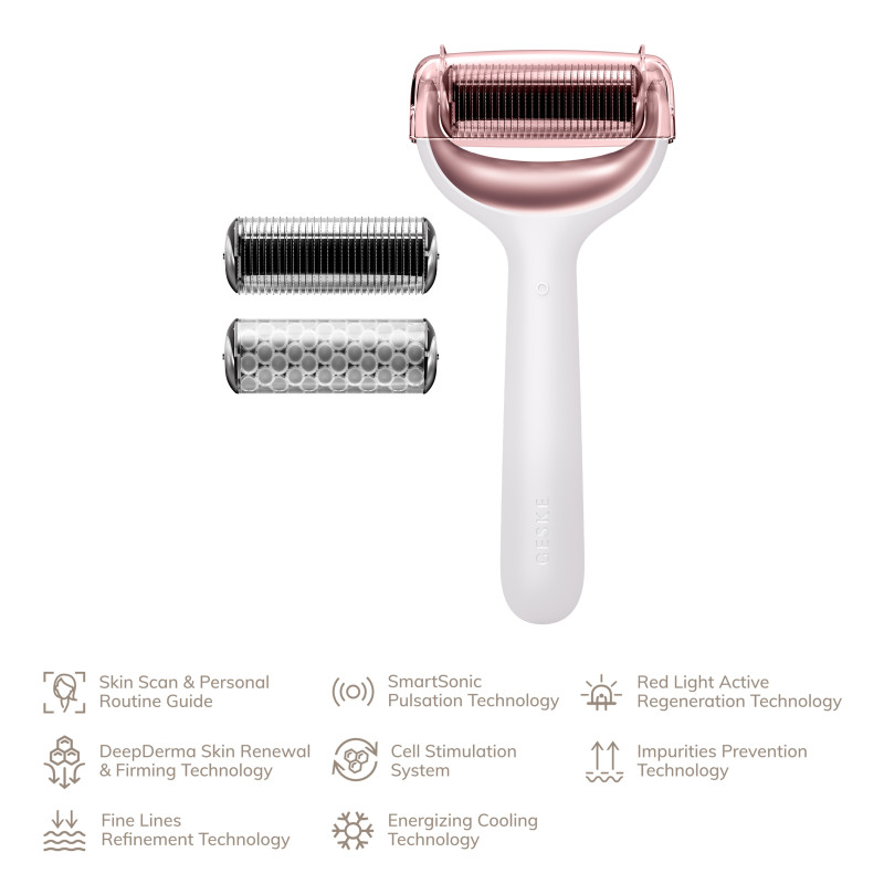 Електронний ролер для обличчя та тіла з мікроголками GESKE MicroNeedle Face&Body Roller 8 в 1 starlight