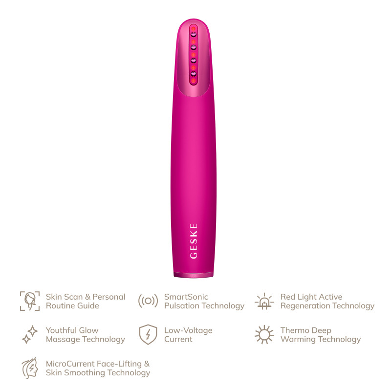 Пристрій для зміцнення і тонізації шкіри обличчя GESKE Skin Firming Wand 7 в 1 magenta