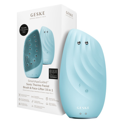 Очищувальна щітка для обличчя GESKE Sonic Thermo Facial Brush&Face-Lifter 8 в 1 turquoise