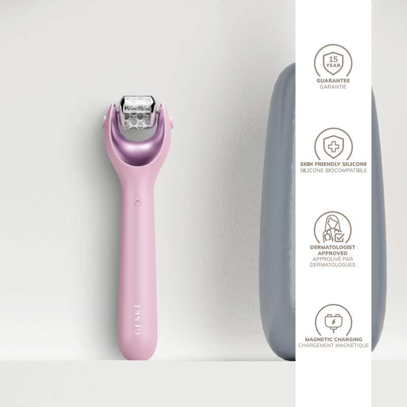 Електронний ролер для обличчя з мікроголками GESKE MicroNeedle Face Roller pink
