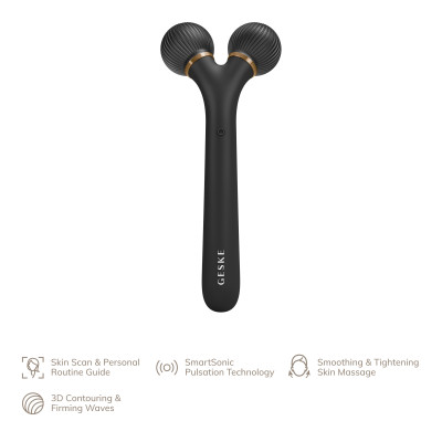 Електронний ультразвуковий ролик для обличчя GESKE Sonic Facial Roller 4 в 1 gray