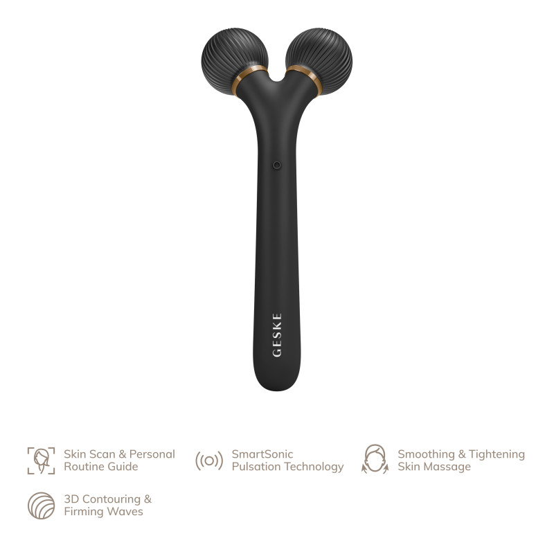 Електронний ультразвуковий ролик для обличчя GESKE Sonic Facial Roller 4 в 1 gray