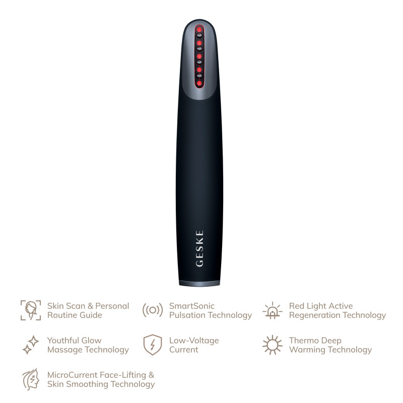 Пристрій для зміцнення і тонізації шкіри обличчя GESKE Skin Firming Wand 7 в 1 black