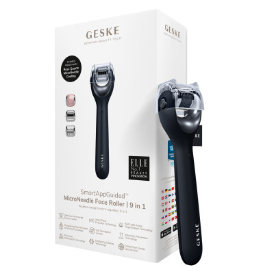 Електронний ролер для обличчя з мікроголками GESKE MicroNeedle Face Roller 9 в 1 black Електронний ролер для обличчя з мікроголками GESKE MicroNeedle Face Roller 9 в 1 black