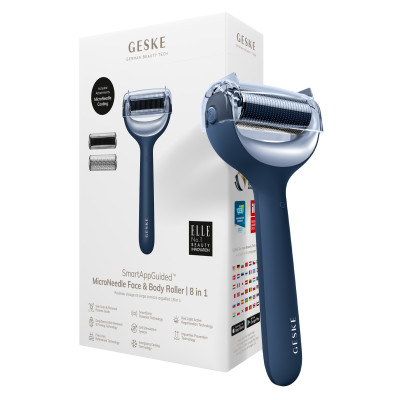 Електронний ролер для обличчя та тіла з мікроголками GESKE MicroNeedle Face&Body Roller 8 в 1 midnight Електронний ролер для обличчя та тіла з мікроголками GESKE MicroNeedle Face&Body Roller 8 в 1 midnight