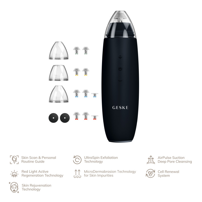 Мікродермабразійний пристрій для видалення чорних цяток GESKE MicroDermabrasion Blackhead Remover black