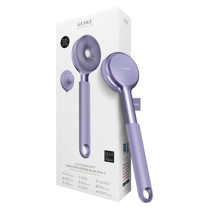 Звукова світлодіодна щітка для всього тіла GESKE Sonic LED Full-Body Brush&Intensive Exfoliator 9 в 1 purple