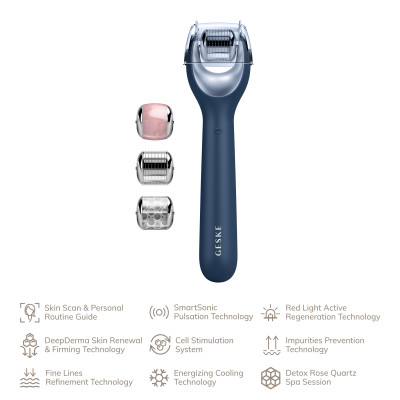 Електронний ролер для обличчя з мікроголками GESKE MicroNeedle Face Roller 9 в 1 midnight