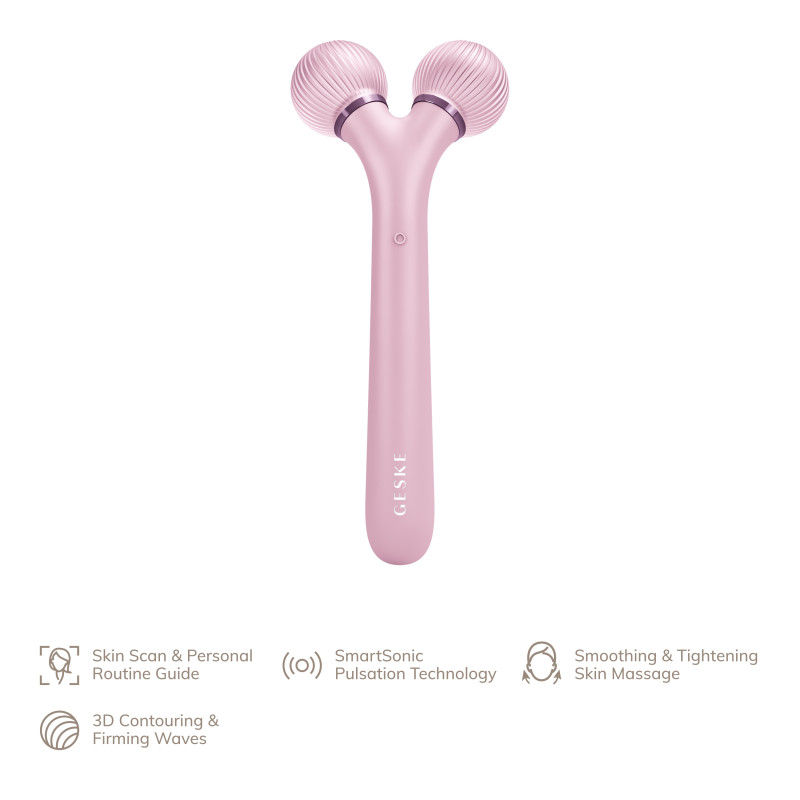 Електронний ультразвуковий ролик для обличчя GESKE Sonic Facial Roller 4 в 1 pink