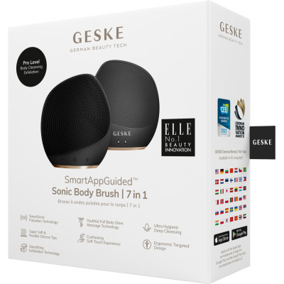 Ультразвукова щітка для тіла та інтенсивний пілінг GESKE Sonic Body Brush&Intensive Exfoliator 7 в 1 gray