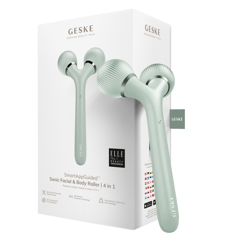Електронний ультразвуковий ролик для обличчя та тіла GESKE Sonic Facial&Body Roller 4 в 1 green