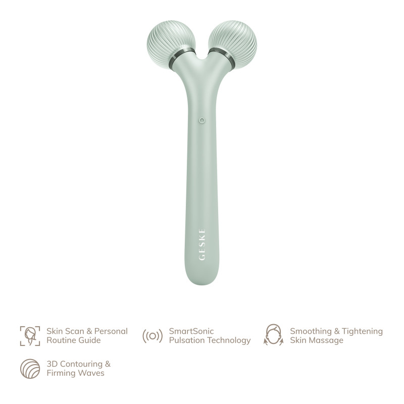 Електронний ультразвуковий ролик для обличчя GESKE Sonic Facial Roller 4 в 1 green