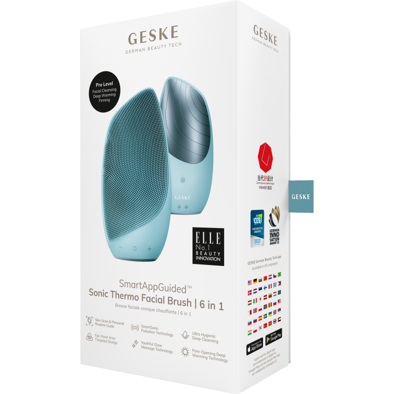 Електронна звукова термощітка для обличчя GESKE Sonic Thermo Facial Brush 6 в 1 turquoise