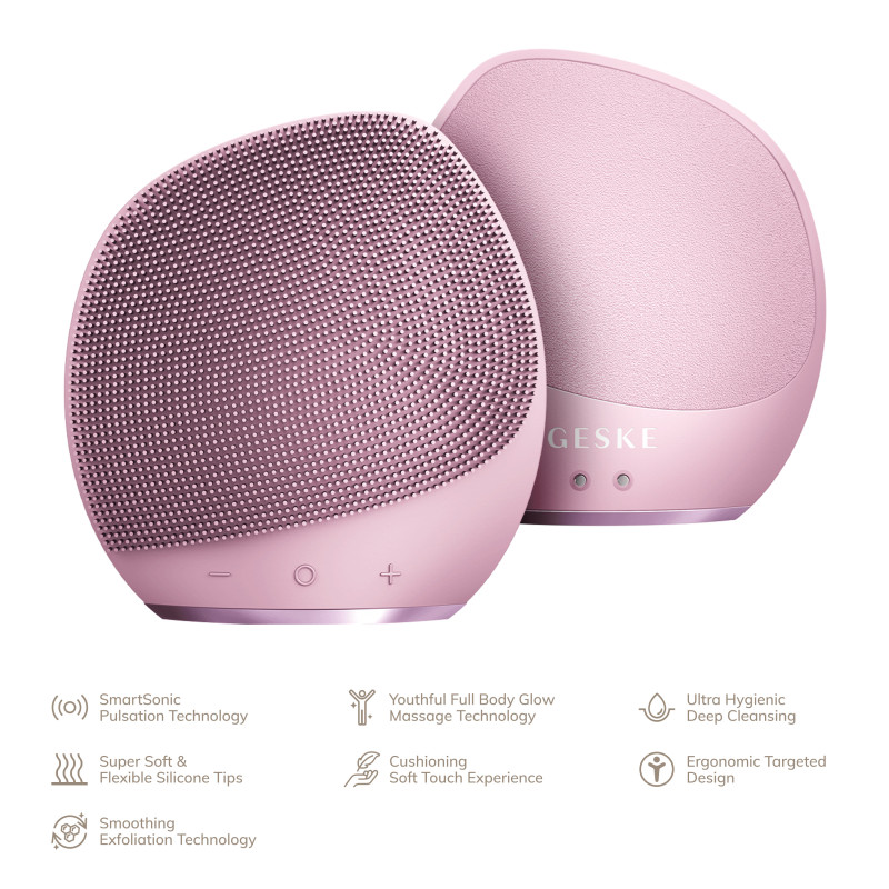 Ультразвукова щітка для тіла та інтенсивний пілінг GESKE Sonic Body Brush&Intensive Exfoliator pink