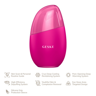 Масажер для обличчя GESKE Cool&Warm Eye and Face Massager 7 в 1 magenta