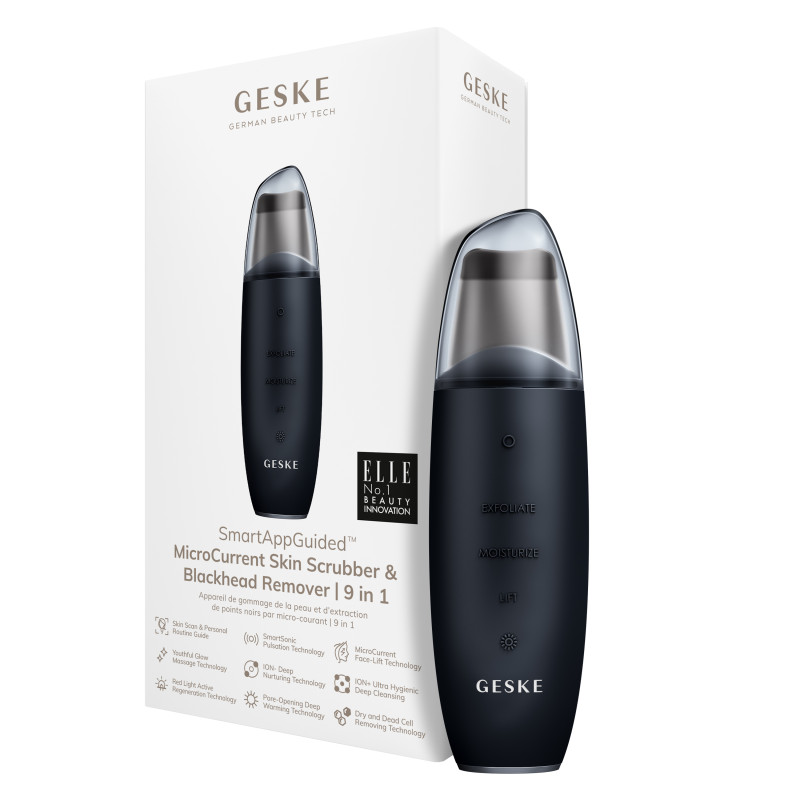 Мікрострумовий скрабер для шкіри та усунення чорних точок GESKE MicroCurrent Skin Scrubber&Blackhead Remover 9 в 1 black