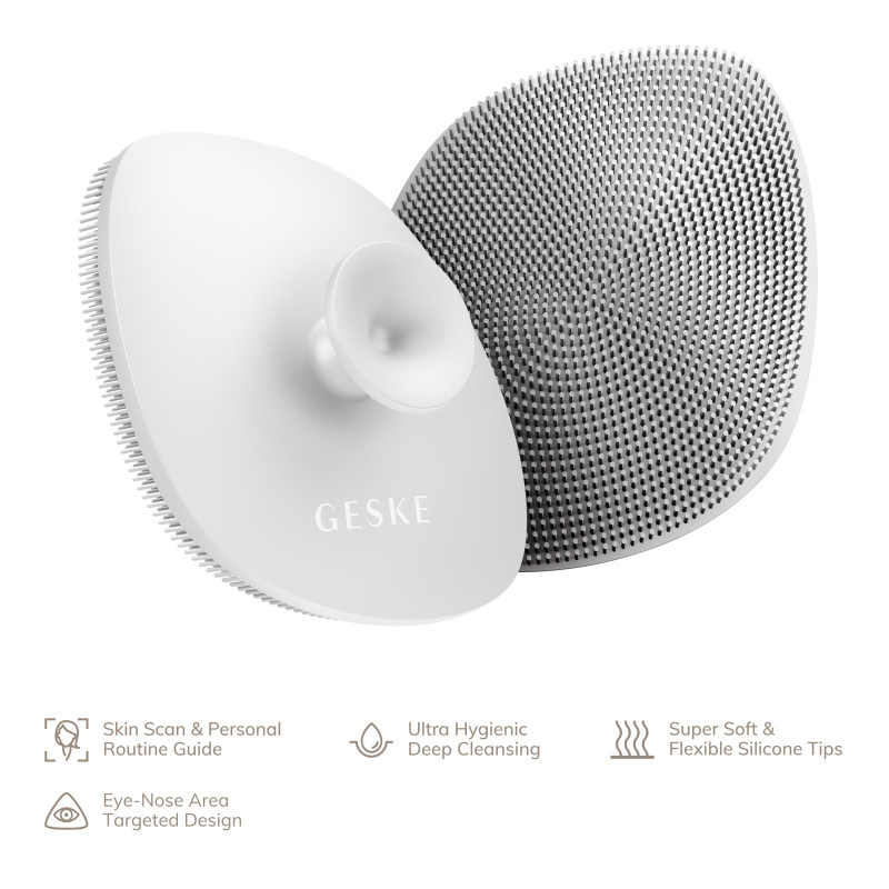 Щітка для обличчя GESKE Facial Brush 4 в 1 з тримачем white