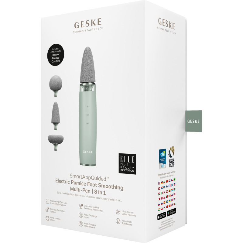 Шліфувальна пилка для стоп з додатковими насадками GESKE Electric Pumice Foot Smoothing Multi-Pen 8 в 1 green