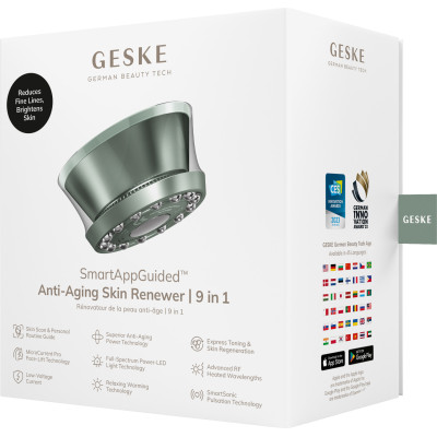 Антивіковий LED-випромінювач для відновлення шкіри обличчя GESKE Anti-Aging Skin Renewer 9в1 green
