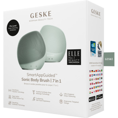 Ультразвукова щітка для тіла та інтенсивний пілінг GESKE Sonic Body Brush&Intensive Exfoliator 7 в 1 green