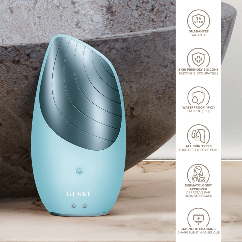 Електронна звукова термощітка для обличчя GESKE Sonic Thermo Facial Brush 6 в 1 turquoise