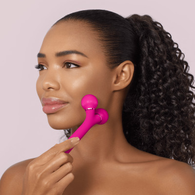 Електронний ультразвуковий ролик для обличчя GESKE Sonic Facial Roller 4 в 1 magenta