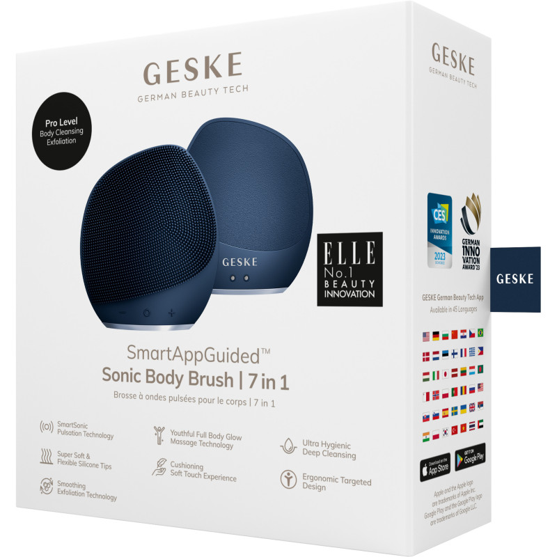 Ультразвукова щітка для тіла та інтенсивний пілінг GESKE Sonic Body Brush&Intensive Exfoliator 7 в 1 midnight