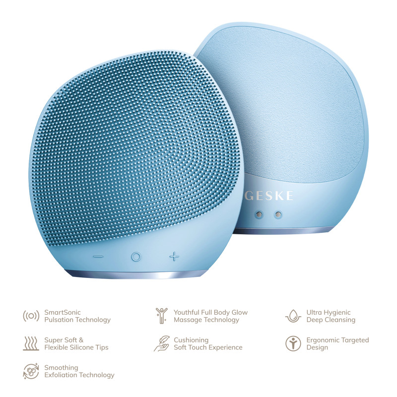 Ультразвукова щітка для тіла та інтенсивний пілінг GESKE Sonic Body Brush&Intensive Exfoliator 7 в 1 aquamarine