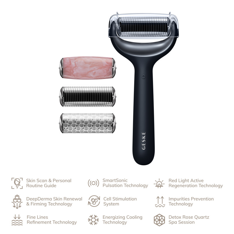 Ролер для голкової мезотерапії обличчя та тіла GESKE MicroNeedle Face&Body Roller black