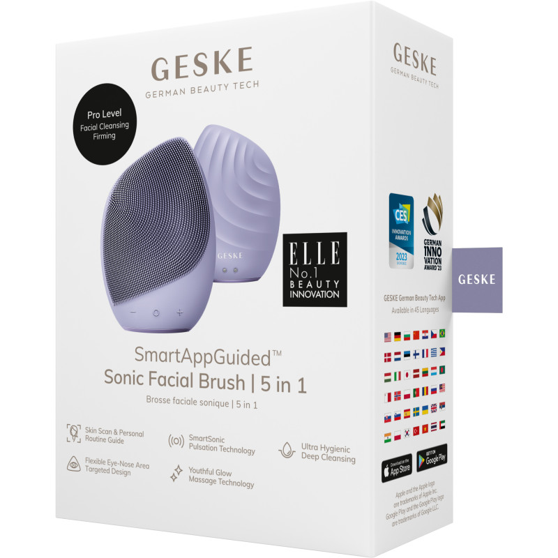 Електронна ультразвукова щітка для обличчя GESKE Sonic Facial Brush 5 в 1 purple