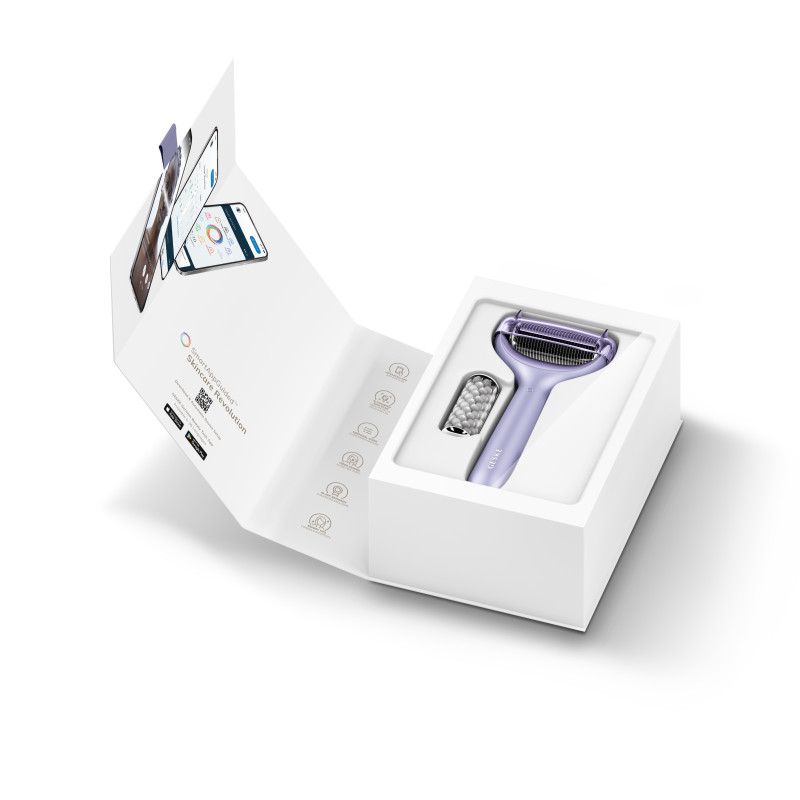 Електронний ролер для обличчя та тіла з мікроголками GESKE MicroNeedle Face&Body Roller 8 в 1 purple