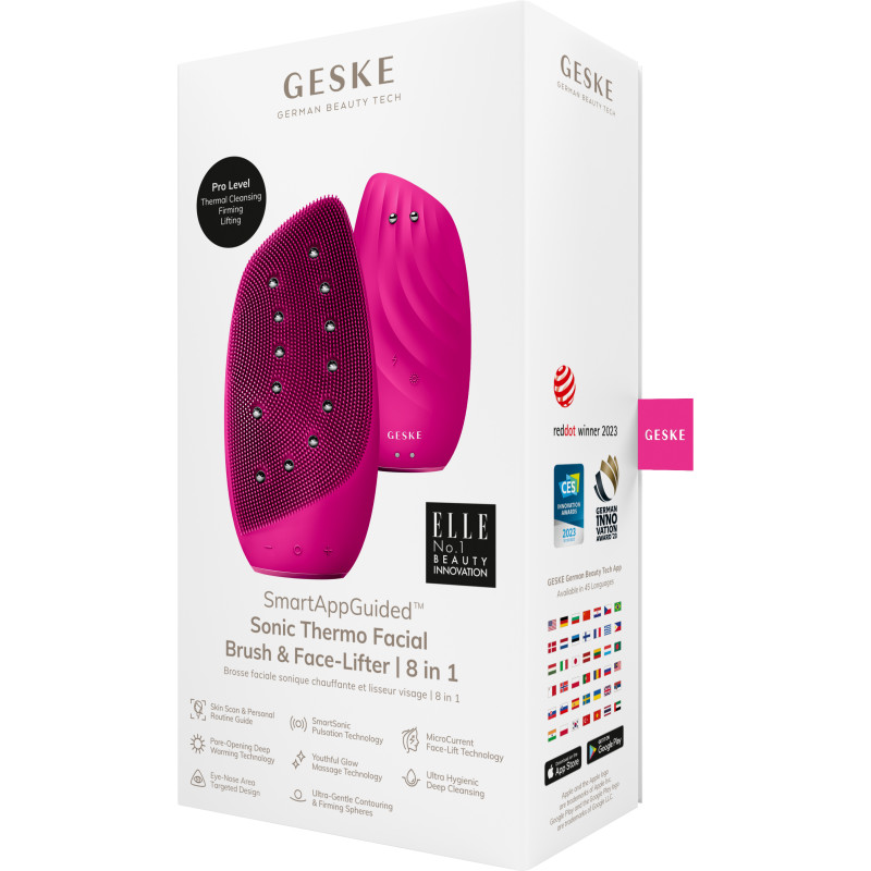 Очищувальна щітка для обличчя GESKE Sonic Thermo Facial Brush&Face-Lifter 8 в 1 magenta