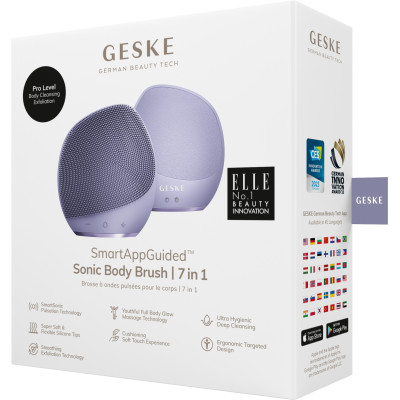 Ультразвукова щітка для тіла та інтенсивний пілінг GESKE Sonic Body Brush&Intensive Exfoliator 7 в 1 purple