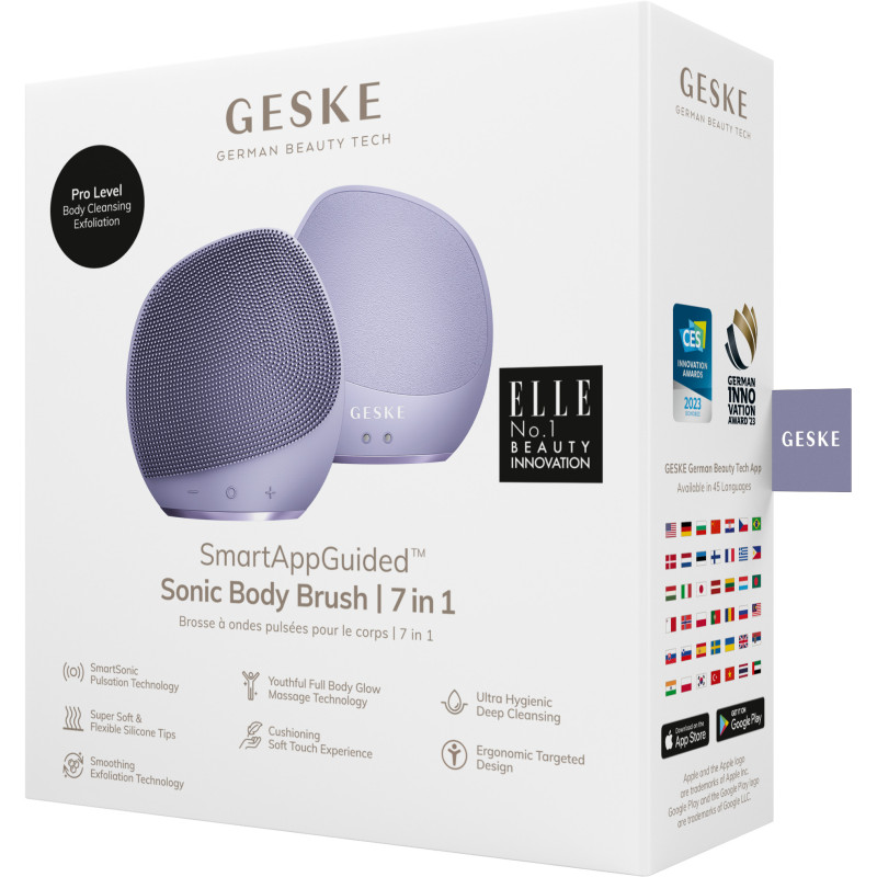 Ультразвукова щітка для тіла та інтенсивний пілінг GESKE Sonic Body Brush&Intensive Exfoliator 7 в 1 purple