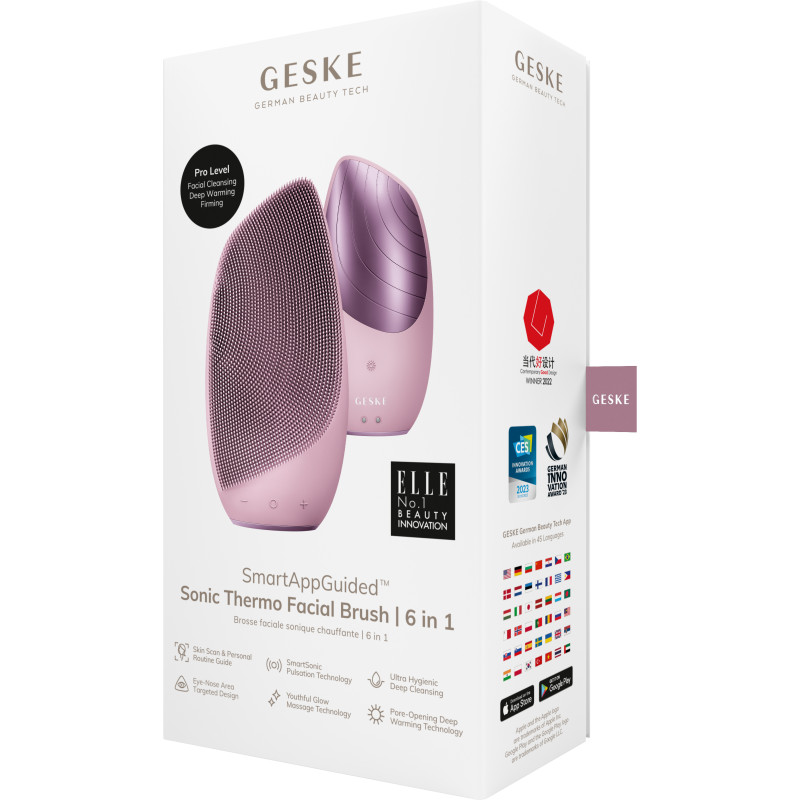 Електронна звукова термощітка для обличчя GESKE Sonic Thermo Facial Brush 6 в 1 pink
