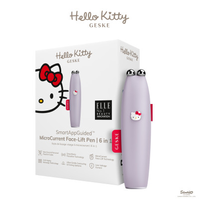 Мікрострумова ручка для підтяжки обличчя GESKE MicroCurrent Face-Lift Pen by Hello Kitty purple