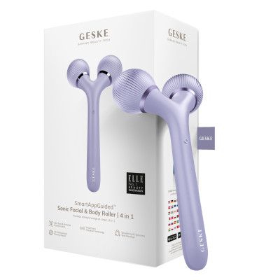 Електронний ультразвуковий ролик для обличчя та тіла GESKE Sonic Facial&Body Roller 4 в 1 violet