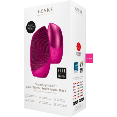 Електронна звукова термощітка для обличчя GESKE Sonic Thermo Facial Brush 6 в 1 magenta