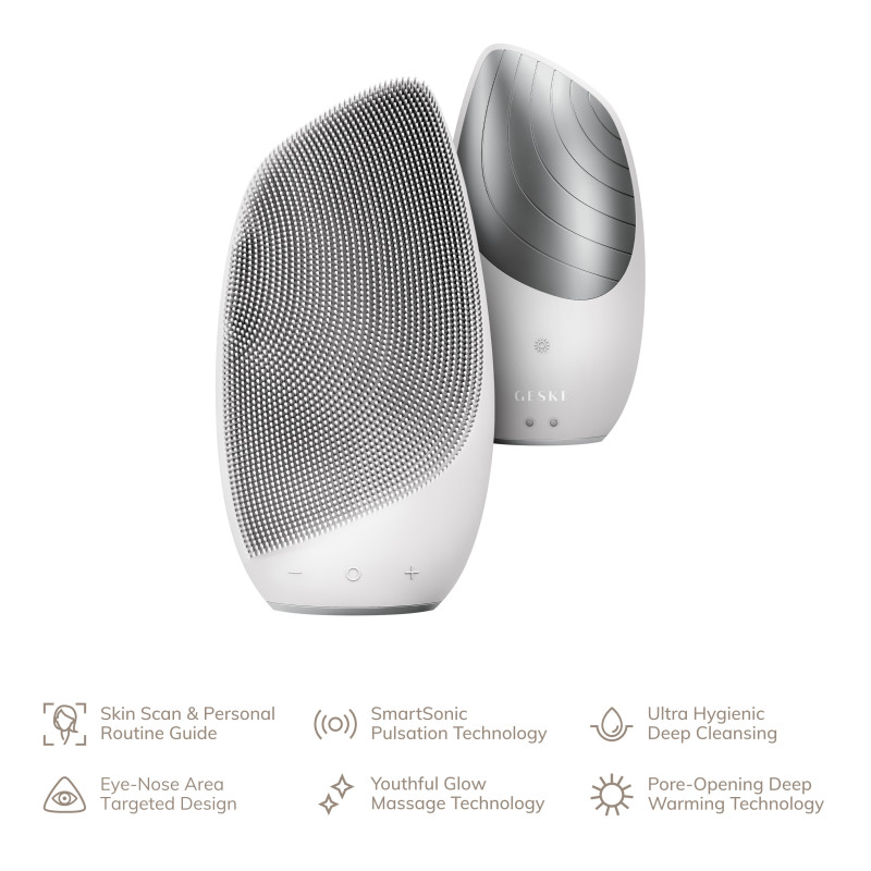 Електронна звукова термощітка для обличчя GESKE Sonic Thermo Facial Brush 6 в 1 white