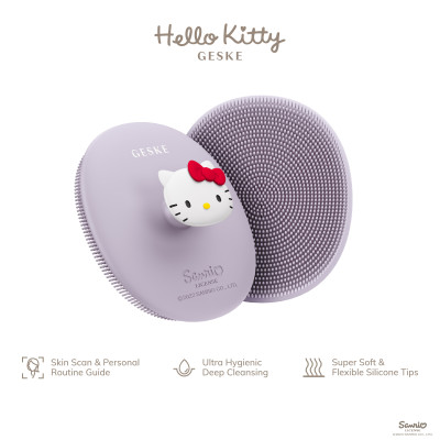 Щітка для обличчя GESKE Facial Brush 3 в 1 by Hello Kitty з тримачем purple