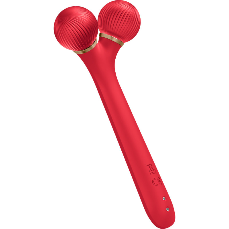 Електронний ультразвуковий ролик для обличчя GESKE Sonic Facial Roller 4 в 1 red