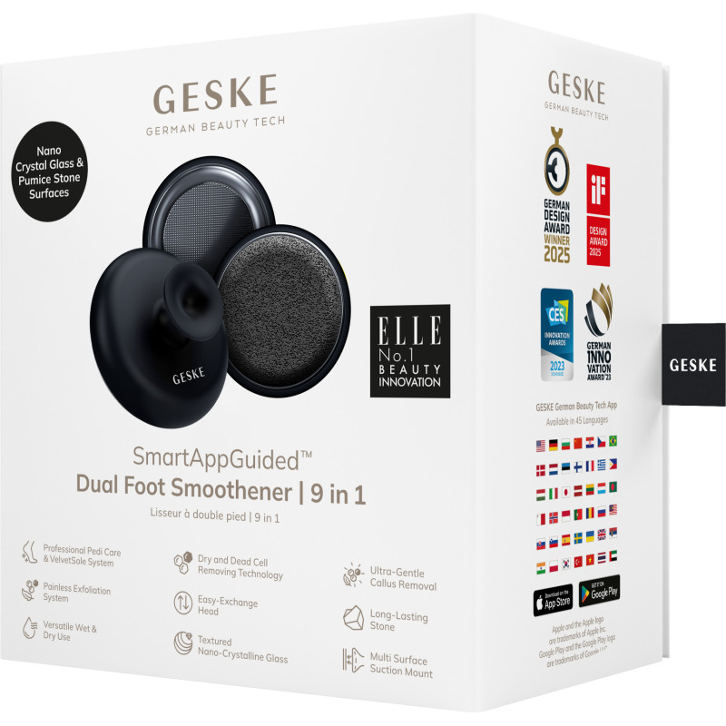 Набір для догляду за стопами з ручкою GESKE Dual Foot Smoothener 9 в 1 black