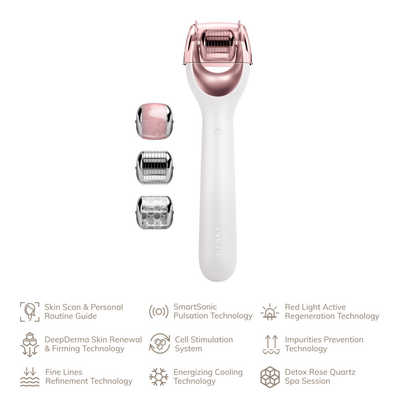 Електронний ролер для обличчя з мікроголками GESKE MicroNeedle Face Roller 9 в 1 starlight