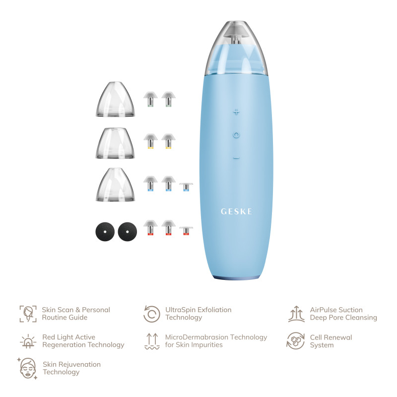 Мікродермабразійний пристрій для видалення чорних цяток GESKE MicroDermabrasion Blackhead Remover 7 в 1 aquamarine