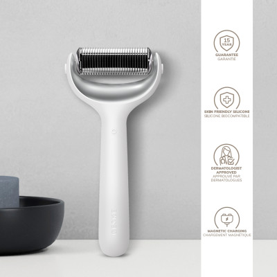 Електронний ролер для обличчя та тіла з мікроголками GESKE MicroNeedle Face&Body Roller white